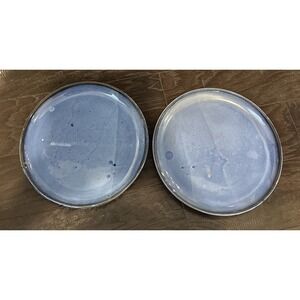 Palomita Pottery Blue Dinner Plates Plate Set Of 2 Signed‎ Handmade Artsy Beach